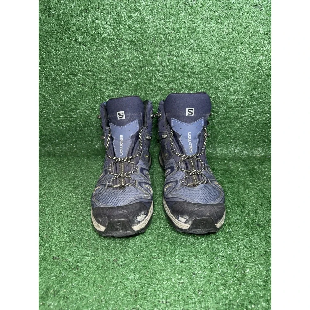 Salomon X Ultra 3 Gore Tex Women Size 8.5 Blue Hiking Trail Boots Hi Top Sneaker